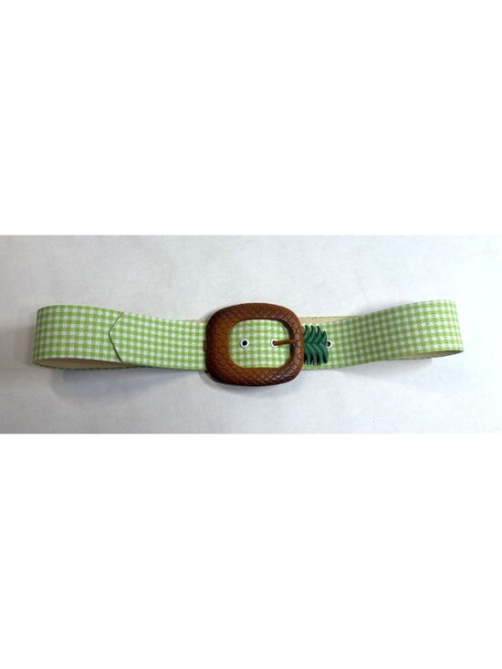 La Veste Gingham Pineapple Belt in Green/White main image 6